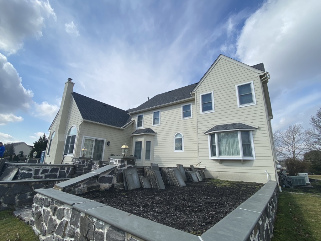 Rear view of a home in North Wales, PA with new hardie board siding