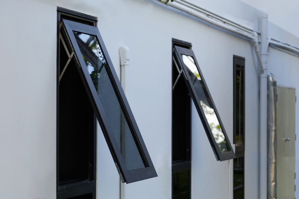 Black frame aluminum windows by marvin windows