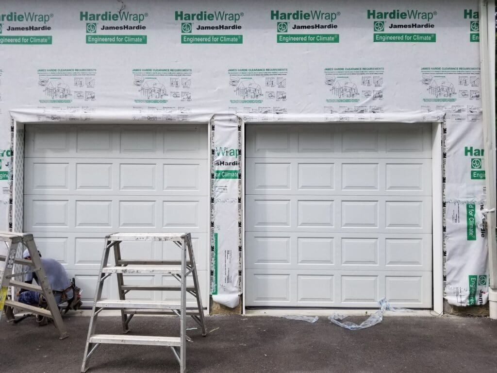 HardieWrap is used to seal the home before putting James Hardie siding on